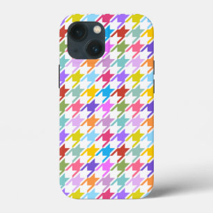 Houndstooth Multicolor+White Pattern iPhone 13 Mini Hoesje