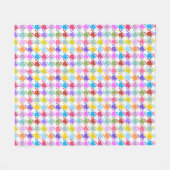 Houndstooth Multicolor+White Pattern Fleece Deken (Voorkant (Horizontaal))