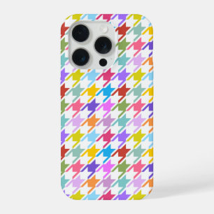 Houndstooth Multicolor+White Pattern iPhone 15 Pro Hoesje
