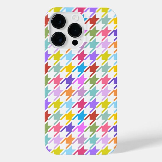Houndstooth Multicolor+White Pattern iPhone Hoesje (Achterkant)
