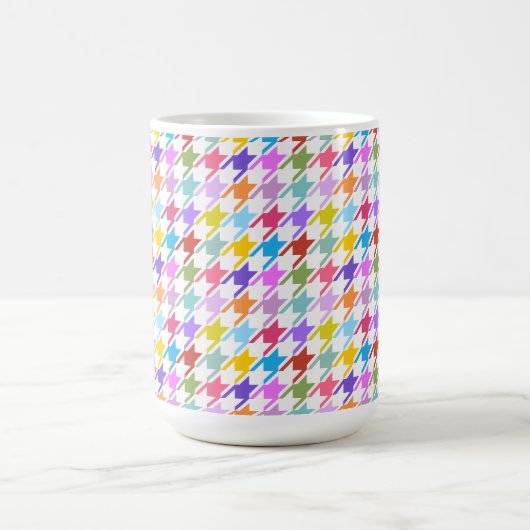 Houndstooth Multicolor+White Pattern Koffiemok (Center)