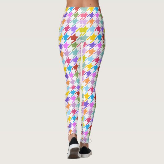 Houndstooth Multicolor+White Pattern Leggings (Achterkant)
