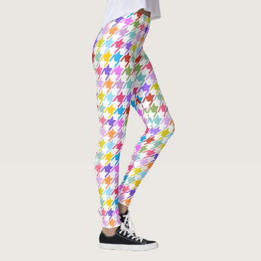 Houndstooth Multicolor+White Pattern Leggings (Rechts)
