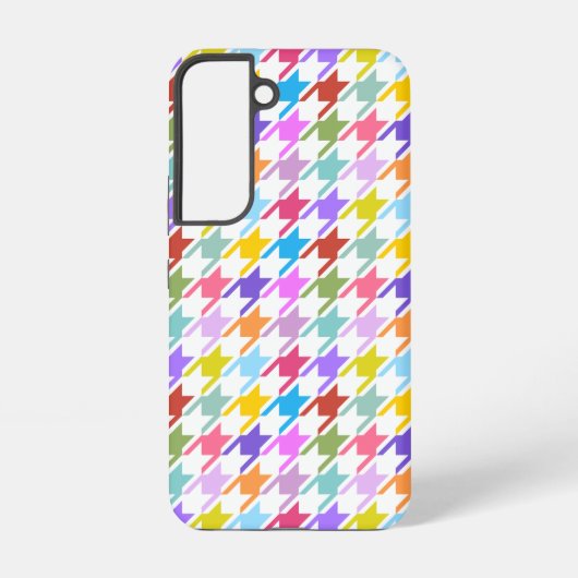 Houndstooth Multicolor+White Pattern Samsung Galaxy Hoesje (Achterkant)