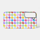 Houndstooth Multicolor+White Pattern Samsung Galaxy Hoesje (Achterkant horizontaal)