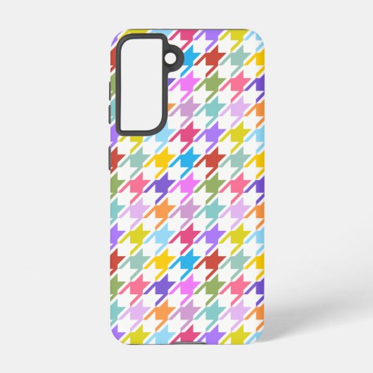 Houndstooth Multicolor+White Pattern Samsung Galaxy Hoesje (Achterkant)