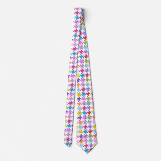 Houndstooth Multicolor+White Pattern Stropdas (Achterkant)