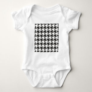 Houndstooth naadloos grijs, zwart-wit patroon romper