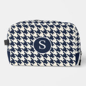 Houndstooth Navy Blauw & Wit Toilettas Toilettasje (Voorkant)