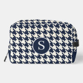 Houndstooth Navy Blauw & Wit Toilettas Toilettasje (Achterkant)