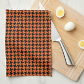 Houndstooth Oranje en zwart Theedoek (Quarter Fold)