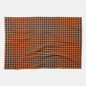 Houndstooth Oranje en zwart Theedoek (Horizontaal)