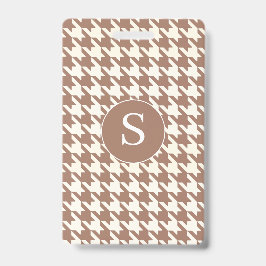 Houndstooth Patroon Mocha Mousse en Wit Badge