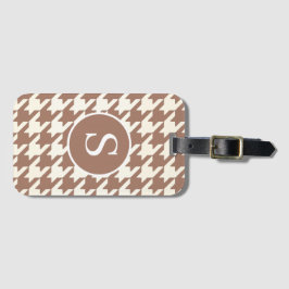 Houndstooth Patroon Mocha Mousse en wit Bagagelabel