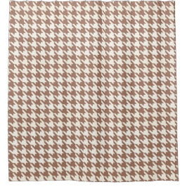 Houndstooth Patroon Mocha Mousse en wit Douchegordijn