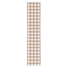 Houndstooth Patroon Mocha Mousse en wit Korte Tafelloper