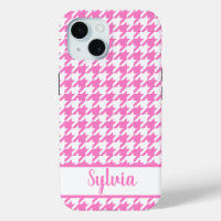 Houndstooth patroon roze wit gepersonaliseerd