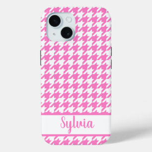 Houndstooth patroon roze wit gepersonaliseerd