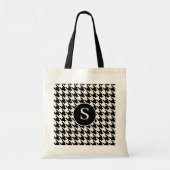Houndstooth Patroon Zwart & Wit Tote Bag (Achterkant)