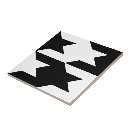 Houndstooth Pattern 1 Black and White Tegeltje (Zijkant)