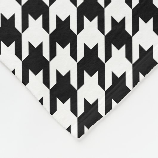 Houndstooth Pattern Black and White Fleece Deken (Hoek)