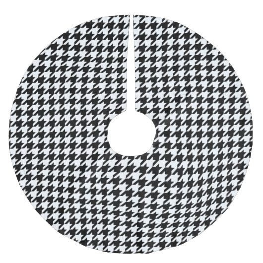 Houndstooth Pattern Black and White Kerstboom Rok (Voorkant)