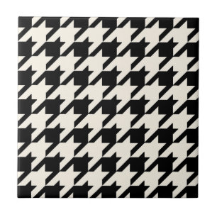 Houndstooth Pattern Black en Cream Tegeltje