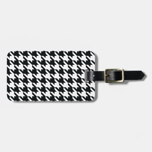 Houndstooth Pattern Black White Bagagelabel (Voorkant horizontaal)
