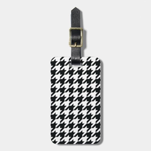 Houndstooth Pattern Black White Bagagelabel (Voorkant verticaal)
