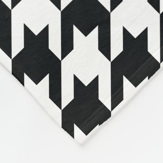 Houndstooth Pattern Black White Fleece Deken (Hoek)