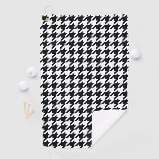 Houndstooth Pattern Black White Golfhanddoek (Insitu)