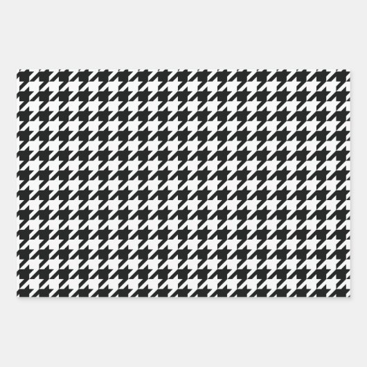 Houndstooth Pattern Black White Inpakpapier Vel (Voorkant 3)