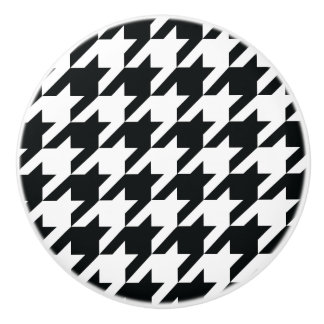 Houndstooth Pattern Black White Keramische Knop