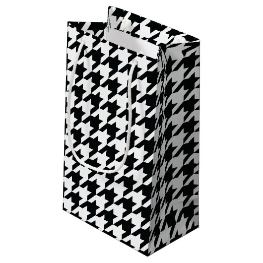 Houndstooth Pattern Black White Klein Cadeauzakje (Achterkant Gekanteld)