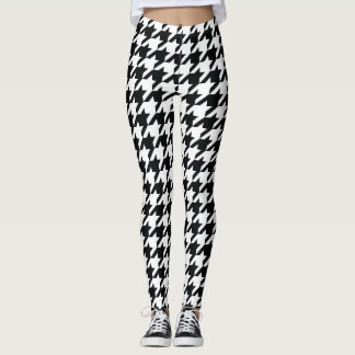 Houndstooth Pattern Black White Leggings