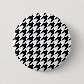 Houndstooth Pattern Black White Ronde Button 5,7 Cm
