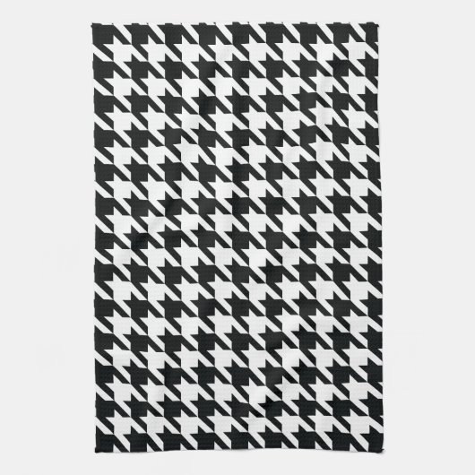 Houndstooth Pattern Black White Theedoek (Verticaal)