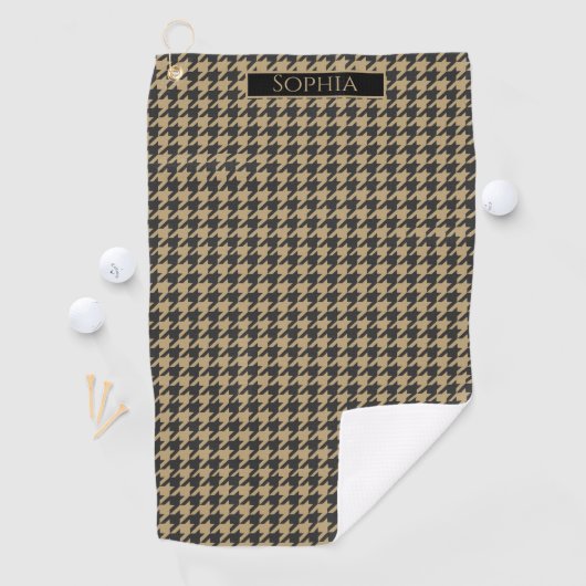 Houndstooth Pattern-Bleke Taupe- Golfhanddoek (Insitu)