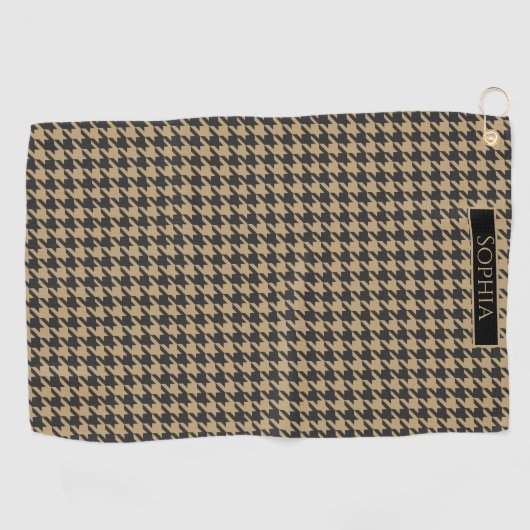 Houndstooth Pattern-Bleke Taupe- Golfhanddoek (Horizontaal)