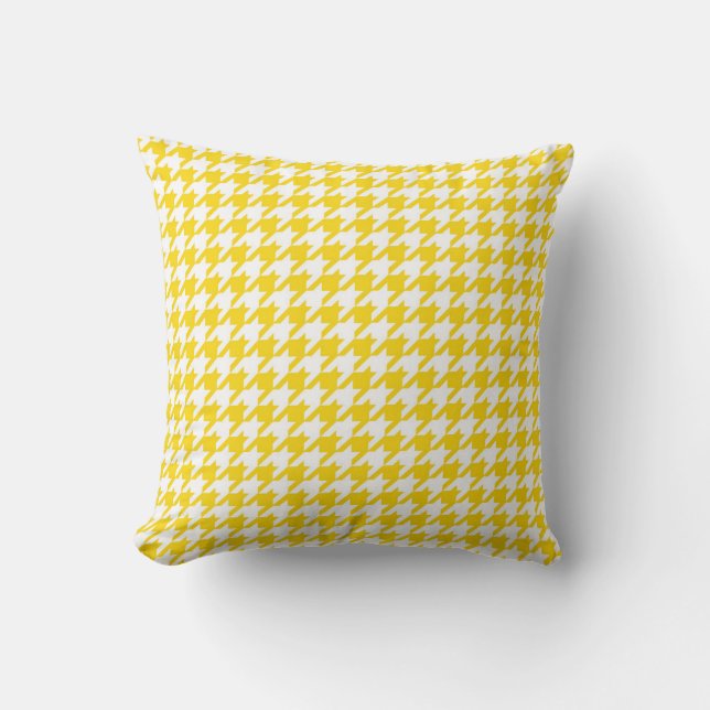Houndstooth Pattern in Lemon Yellow and White Kussen (Voorkant)