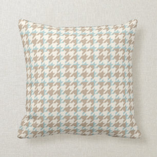 Houndstooth Pattern Tan Cream Blue Kussen