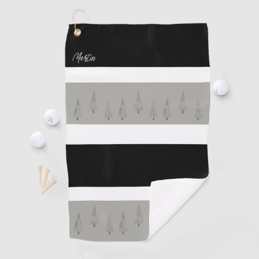 Houndstooth Patterned KerstTree Monogramed Golfhanddoek (Insitu)