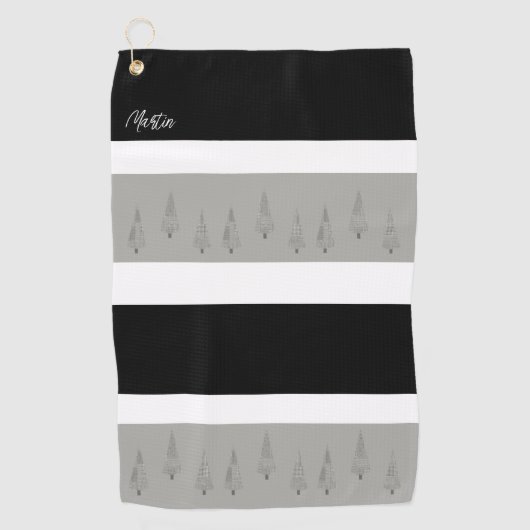 Houndstooth Patterned KerstTree Monogramed Golfhanddoek (Voorkant)