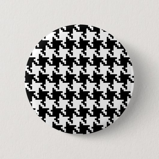 Houndstooth Pied-de-Poule Pattern Mod Ronde Button 5,7 Cm (Voorkant)
