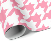 Houndstooth Preppy roze en wit patroon Cadeaupapier (Rol Hoek)