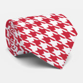 Houndstooth Red en White Stropdas (Opgerold)