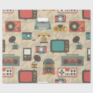 Houndstooth retro nostalgie jukebox cadeaupapier