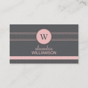 Houndstooth Ribbon Visitekaartjes (grijs/roze)