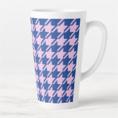 Houndstooth Roze + Blauw Grote Patroon Latte Mok (Rechts)