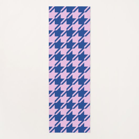 Houndstooth Roze + Blauw Grote Patroon Yogamat (Voorkant)